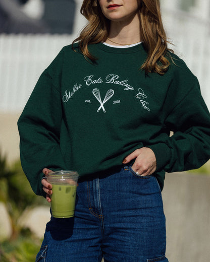 Stellar Eats Baking Club Crewneck - Forest Green